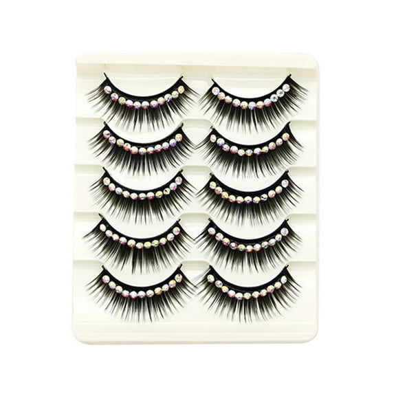 Happydeer 1 Box False Eyelashes 3D Effect with Diamond Exaggerate Dense Curly Prom Tool Chemical Fiber Beauty False Eye Lashes for Performance
