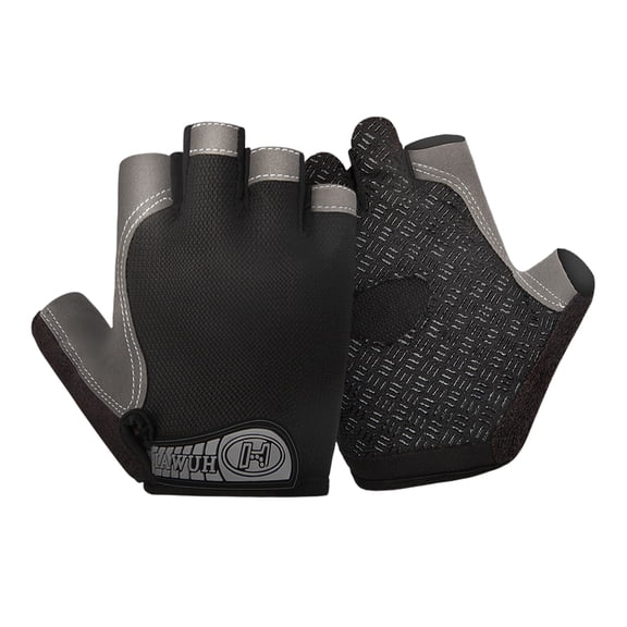 Happydeer 1 Pair Sports Cycling Bike Gloves Padded Half Finger Bicycle Gloves with Fastener Tape Shock-Absorbing Anti-Slip Breathable Gloves