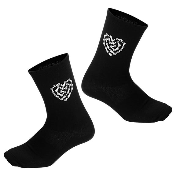 Happydeer 1 Pair Unisex Sport Socks Lengthened Elastic Heart Chain Print Cycling Socks for Climbing