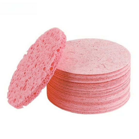 Happydeer 10/20/30/50Pcs Face Sponge Reusable Round Absorbent Compressed Natural Makeup Removal Exfoliating SPA Face Cleansing Cellulose Sponge Kit