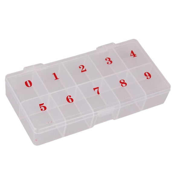 Happydeer 10 Grids Numbers Plastic Fake Nail Tips Storage Case Box Container Organizer