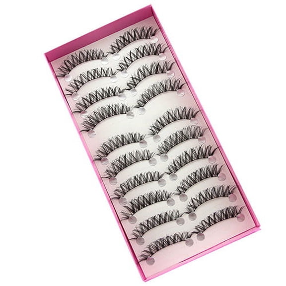 Happydeer 10 Pairs Natural Jumble Long False Eyelashes Party Wedding Makeup Eye Lashes