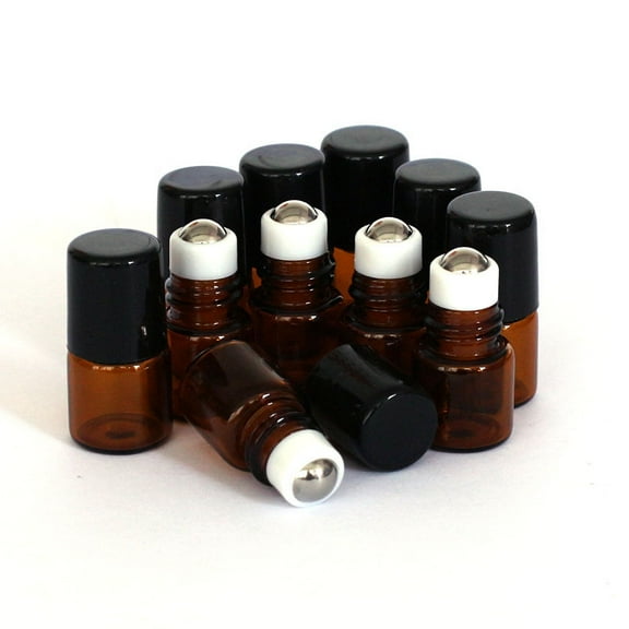 Happydeer 10 Pcs 1ml Empty Brown Glass Bottle Roller Ball Essential Oil Liquid Container