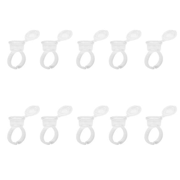 Happydeer 10Pcs Permanent Makeup Tattoo Finger Easy Ring Ink Holder Pigment Cup with Lid