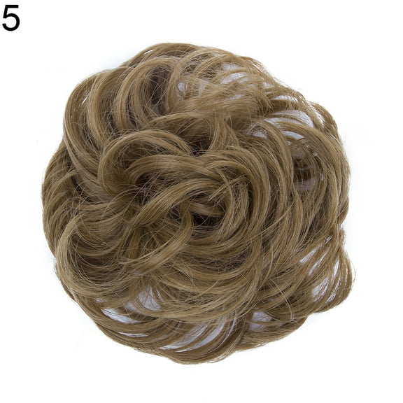 Happydeer 10cm Women Hair Bun Extension Wavy Curly Messy Donut Chignons Wig Hairpiece