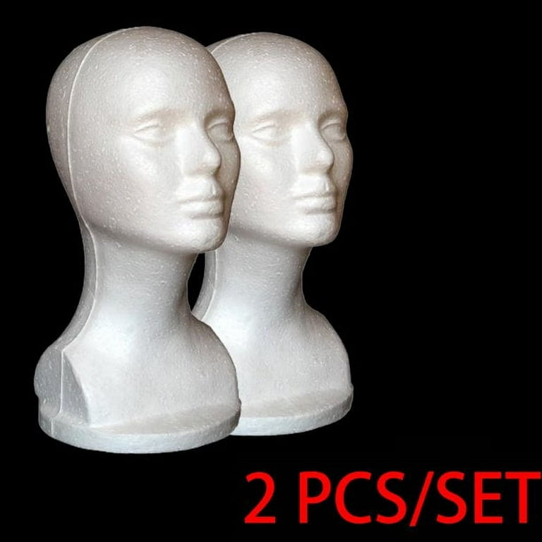 Studio Limited Styrofoam Mannequin Head, White Foam Wig Head Display (3 Pack)