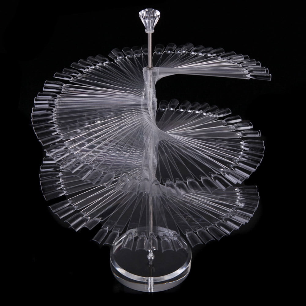 Happydeer 120 Sticks Nail Art False Tips Polish Practice Rotary Fan Rack Display Stand