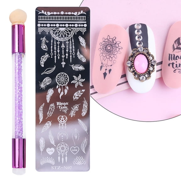 Happydeer 1Set Nail Stamping Plate Exquisite Pattern Shiny Effect DIY Nail Transfer Print Template for Makeup
