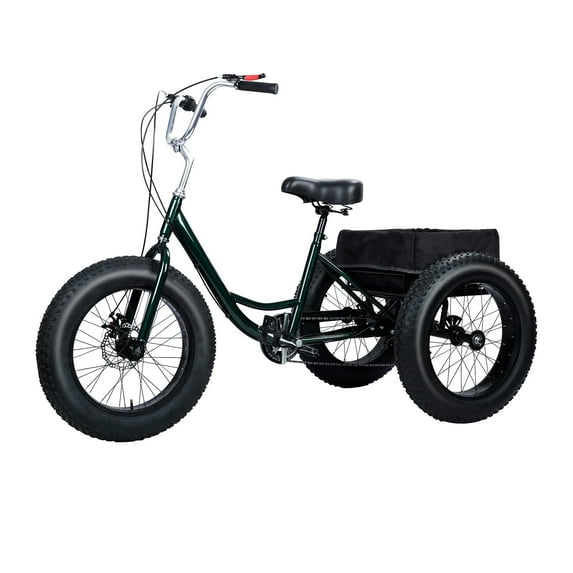 Happydeer 20 Inch Adult Tricycle, Snow Tires Tricycle, Drift Trike for Adult, 7 Speed Tricycle with Double Disc Brake, Three-Wheeled Bicycles for Seniors, 3 Wheel Bike with Spacious Shopping Basket