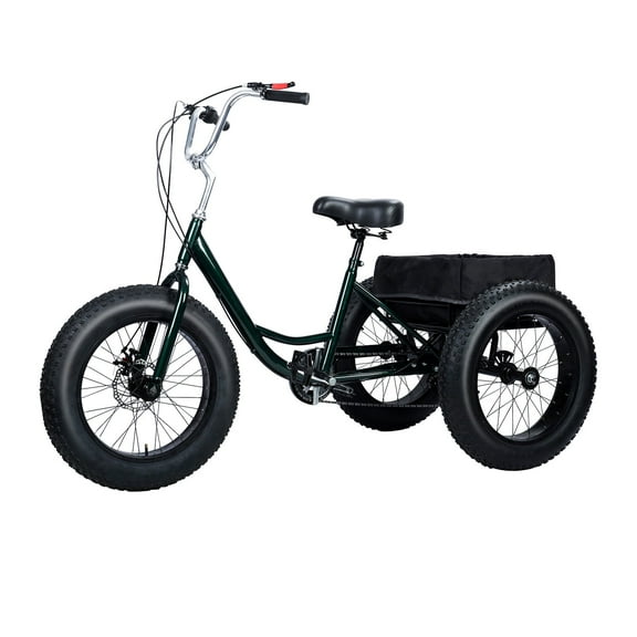 Happydeer 20 Inch Adult Tricycle, Snow Tires Tricycle, Drift Trike for Adult, 7 Speed Tricycle with Double Disc Brake, Three-Wheeled Bicycles for Seniors, 3 Wheel Bike with Spacious Shopping Basket