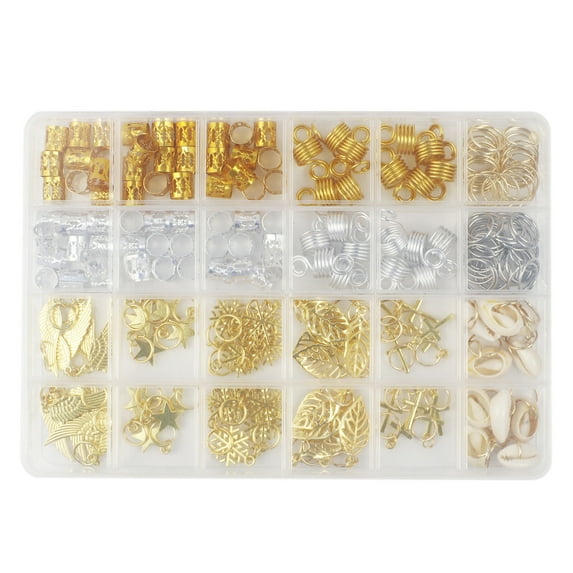Happydeer 220Pcs/Box Hair Beads Various Styles Exquisite Craftsmanship Dreadlocks Accessories Hair Braid Dreadlock Beads for Party