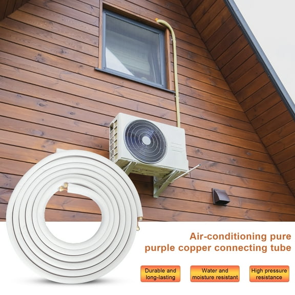 Happydeer 25FT Mini Split Line Set for Fixed Frequency 1.5-2P Air Conditioner, Air Conditioning Pipe with Flared Nuts, 1/4 1/2-Inch OD White Thickened PE Insulated Coil HVAC Hose