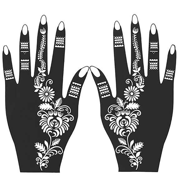 Happydeer 2Pcs Cool Temporary Flower Pattern Hand Art Decal Tattoo Sticker for Nightclubs