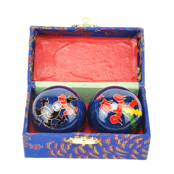 Happydeer 2Pcs/Pair Meditation Ball Dragon Phoenix Pattern Finger Exercise Enamel Color Yin Yang Fitness Handball for Gift