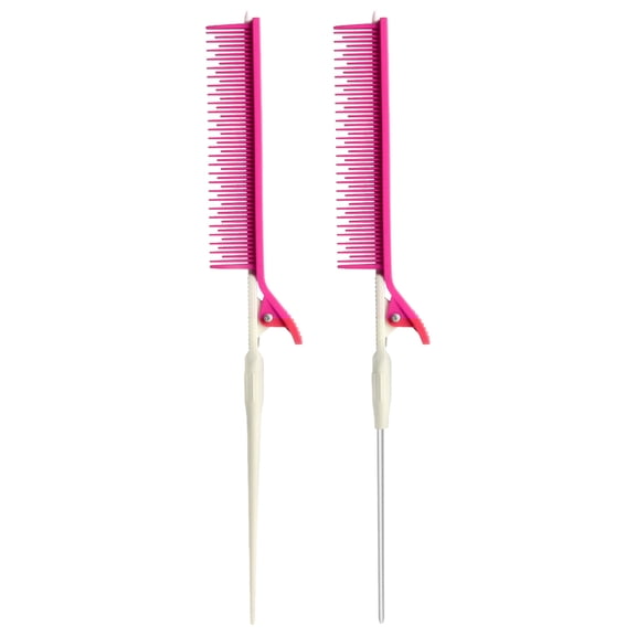 Happydeer 2Pcs/Set Multifunctional Clip Hair Comb with Fine Steel Needle Hair Cutting Partition Comb Professional Barber Highlight Dyeing Comb Hair Salon Hairdressing Tool