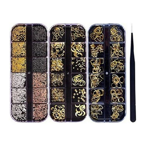 Happydeer 3 Boxes Fashion Gel Nail Rhinestones DIY Charming Manicure Art Decoration Gift