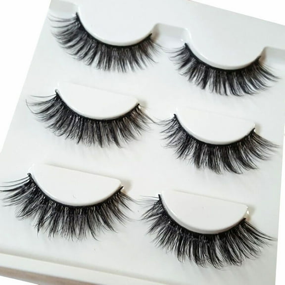 Happydeer 3 Pairs Makeup 3D Natural Soft Handmade Thick Long Cross False Fake Eyelashes