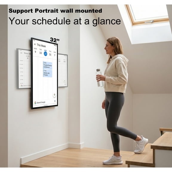 Happydeer 32 inch Smart Calendar, Digital Calendar & Chore Chart, Family Organizer with Interactive Touchscreen Display Wall Mountable in Portrait or Landscape, Gifts for Women Men