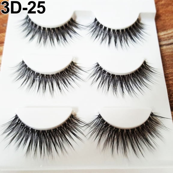Happydeer 3Pairs Natural Thick 3D False Eyelashes Makeup Fake Cross Eye Lashes Extensions
