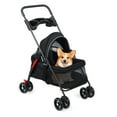 thumbnail image 1 of Happydeer 4 Wheels Pet Stroller, Foldable Dog Cat Stroller with Cup Holder for Small Medium Dogs Cats, Travel Carrier with Storage Basket, Breathable and Visible Mesh, 1 of 10