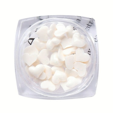 Happydeer 40Pcs/Box Nail Heart Ornament Flat Back 3D Effect Mini White Pink Heart Nail Art Decorations Charms for Manicure