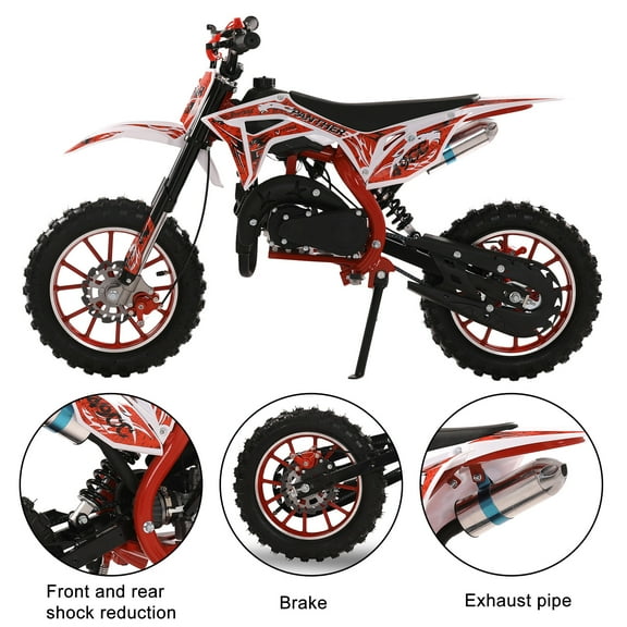 Happydeer 49cc Kids Dirt Bike, Mini Bike Gas Powered Off Road Trail Bike with Speeds up to 40 MPH for Uphill and Off-Road Conditions, 2-Stroke, Red