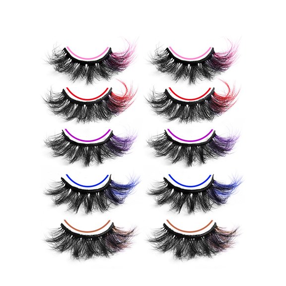 Happydeer 5 Pairs False Eyelashes Ultra-Thick Vivid Color Natural Curl Stunning Visual Effect Good Ductility Eye Makeup Imitation Mink Naturally Curled Thick Cosplay False Eyelashes for Girl