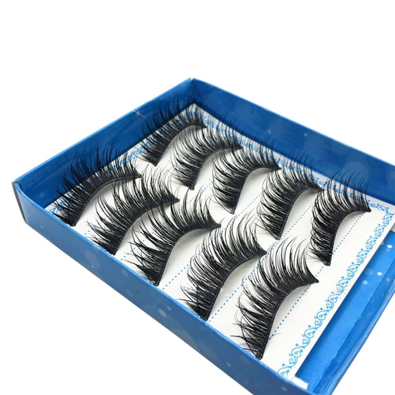 Happydeer 5 Pairs Natural Long Cross Thick Fake Lashes Stage Club False Eyelashes Makeup