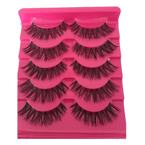 Happydeer 5 Pairs/Set False Eyelash 3D Effect Extension Thick Handmade Stems Makeup Natural Thick Soft Lashes for Girl