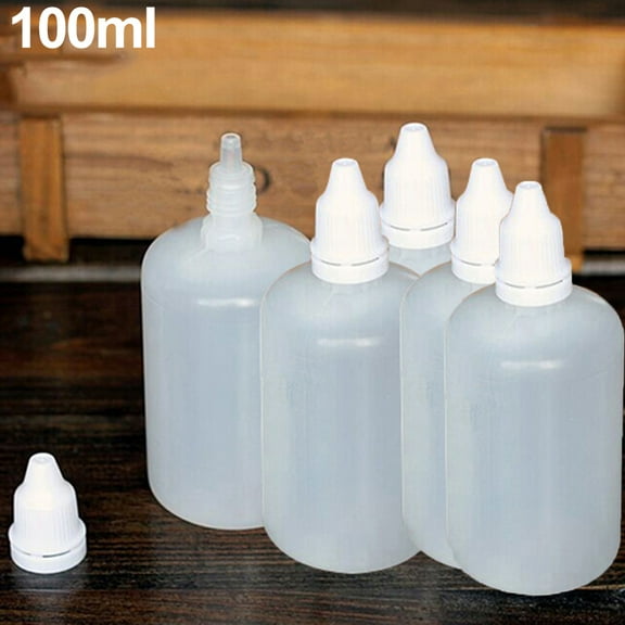 Happydeer 5Pcs 5-100ml Empty Plastic Squeezable Dropper Bottles Eye Liquid Containers