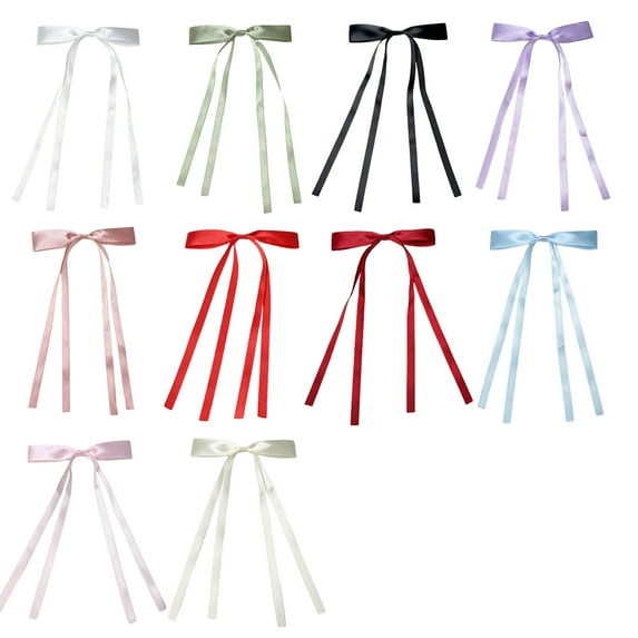 Happydeer 6/10Pcs Charming Hair Bow Clips Elegant Accessories Various Hairstyles Multicolor Ribbons for Girls Women