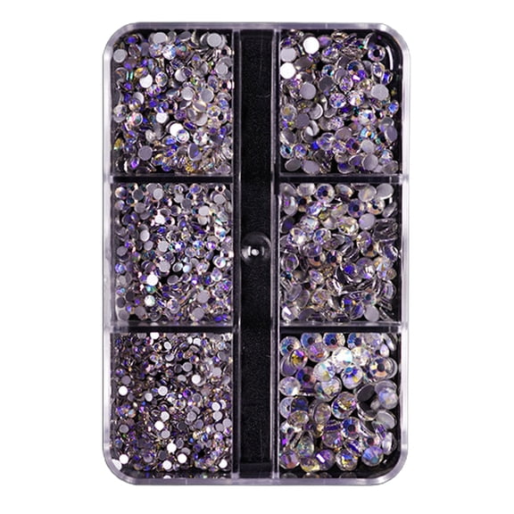Happydeer 6 Grids/Box 1688Pcs Fingernail Ornament DIY Decorative Glass Nail Art Accessories Super Flash Rhinestone