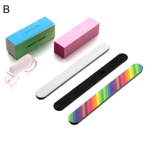 Happydeer 6Pcs Nail Art Sanding File Buffer Block Cleaning Brush Manicure Tool Kit Set