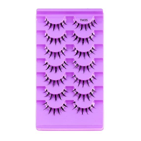 Happydeer 7 Pairs 3D False Eyelashes Transparent Stem Dense Curly Diverse Styles Multi-layers Fluffy Natural Cosplay False Lashes for Female