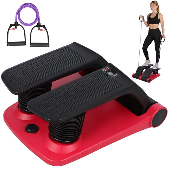 Happydeer Air Stepper for Exercise, Mini Stair Stepper Machine with 5Level Resistance, Digital Display & Resistance Bands, 300 LBS Weight Capacity Quiet Step Machine for Home Workout