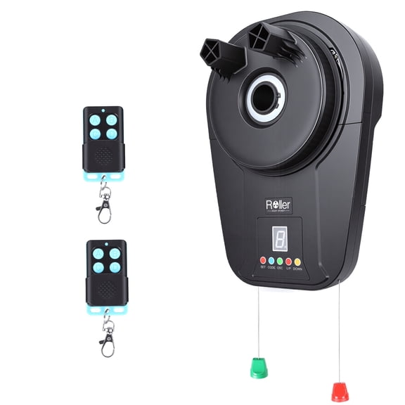 Happydeer Automatic Roll-Up Door Opener, 800N 1/2HP Motor Garage Door Opener, 2 Remote Controls Included, Direct Current Electric Automatic Door Opener for Rolling Shutter Doors, Warehouse, Barn