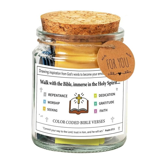 Happydeer Bible Verse Jar Read Me When Bible Verses Jar Daily Prayer Hope Jar with 90 Verses Christian Gifts for Women Men (Type B)