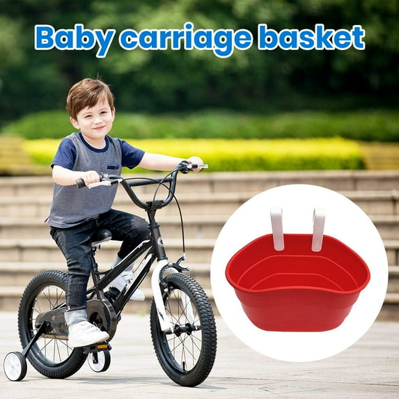 Happydeer Bicycle Scooter Basket Large Capacity Bright Color Smooth Edge Strong Load-bearing Simple Installation Kids Bicycle Scooter Basket Storage Container Bike Supplies