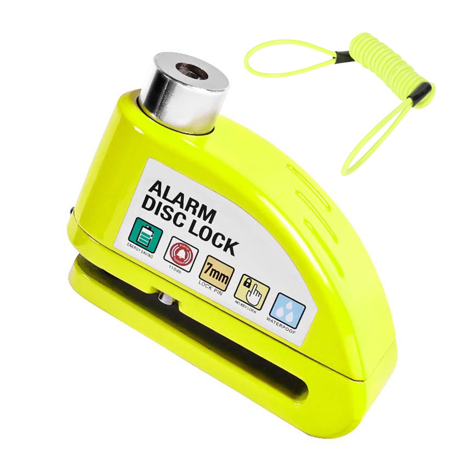 Happydeer Bike Disc Brake Lock with Warning Rope High Decibels Anti-Theft Alarm Heavy Duty Metal Motorcycle Mountain Bike Security Disc Lock Cycling Equipment