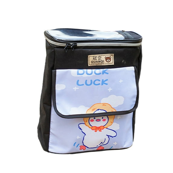 Happydeer Bike Handlebar Bag Waterproof Large Capacity Cartoon Pattern Zipper Closure Double Layer Bike Front Bag Electric Bicycle Handlebar Frame Bag Bike Supplies