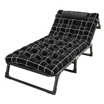 Happydeer Camping Cot W/Mat for Adults, Heavy Duty Outdoor Bed, Adjustable 4-Position Reclining Folding Chaise with Pillow, Lounge Chair Sleeping Cot Bed for Office, Pool, Beach, Patio