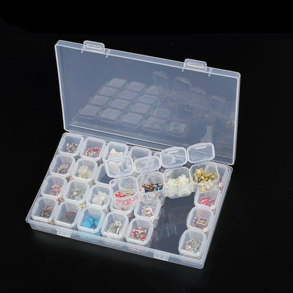 Happydeer Clear Plastic 28 Slots Nail Art Tools Jewelry Display Storage Box Case Organizer
