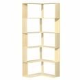 thumbnail image 1 of Happydeer Corner Bookshelf 5 Tiers L Shaped Bookcase with Anti-Drop Panel, Wooden Book Shelf, Home Office Book Storage Rack Cabinet, 1 of 10