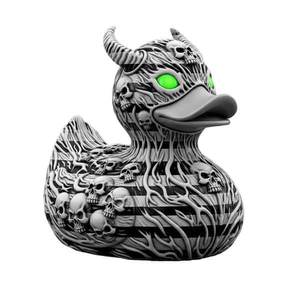 Happydeer Devil Skull Duck Figurine Gothic Punk Halloween Duck Ornament Resin Demon Duck Statue with Glowing Green Eyes for Desktop Car Decoration (Type B)