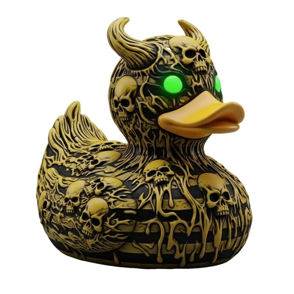 Happydeer Devil Skull Duck Figurine Gothic Punk Halloween Duck Ornament Resin Demon Duck Statue with Glowing Green Eyes for Desktop Car Decoration (Type D)