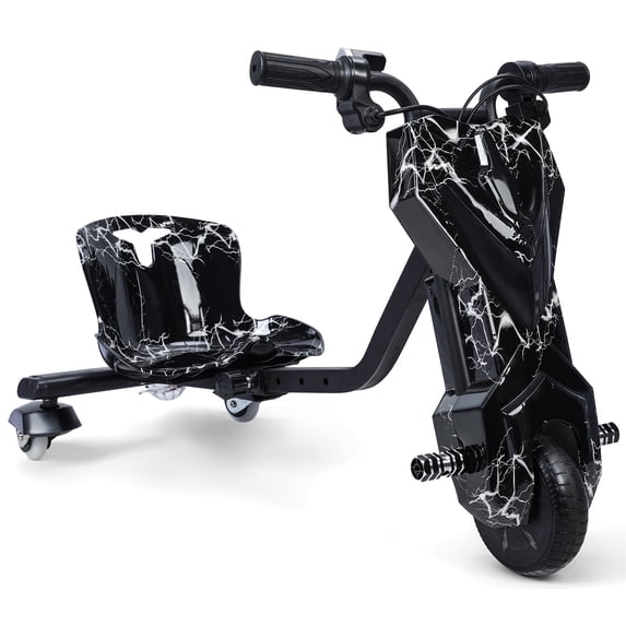 Happydeer Electric Drift Trike with Light, Button Throttle Function, 12V Electric Ride on Tricycles, Adjustable Seat, Big Wheel Drifting Tricycle, up to 9 Miles/h