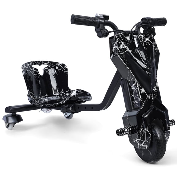 Happydeer Electric Drift Trike with Light, Button Throttle Function, 12V Electric Ride on Tricycles, Adjustable Seat, Big Wheel Drifting Tricycle, up to 9 Miles/h