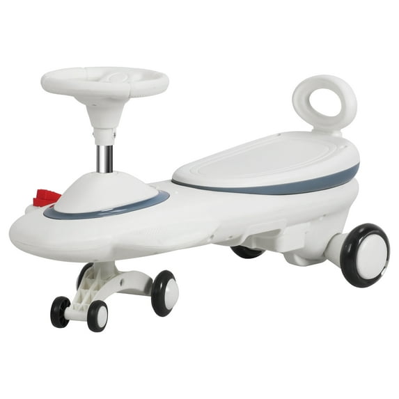 Happydeer Electric Swing Car with Flashing Light And Music, Kid Twister Car 6.7V Electric Wiggle Car with Pedal, Kids Ride-On Car (White)