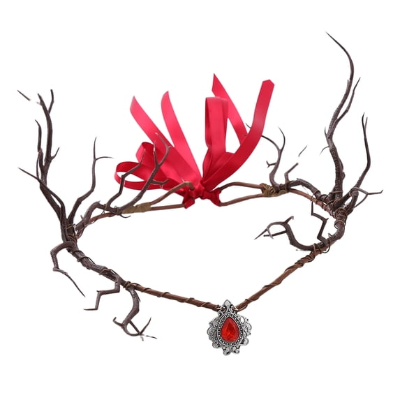 Happydeer Fairy Flower Crown Headband Adjustable Size Woodland Floral Circlet Women Girls Cosplay Halloween Wedding Photo Props (Red)