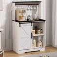 thumbnail image 1 of Happydeer Farmhouse Coffee Bar Cabinet with 6 Hooks, White Coffee Bar Hutch with Storage, 50" Buffet Cabinet with Sliding Barn Door, Coffee Bar Table with Adjustable Shelves for Living Dining Room, 1 of 13